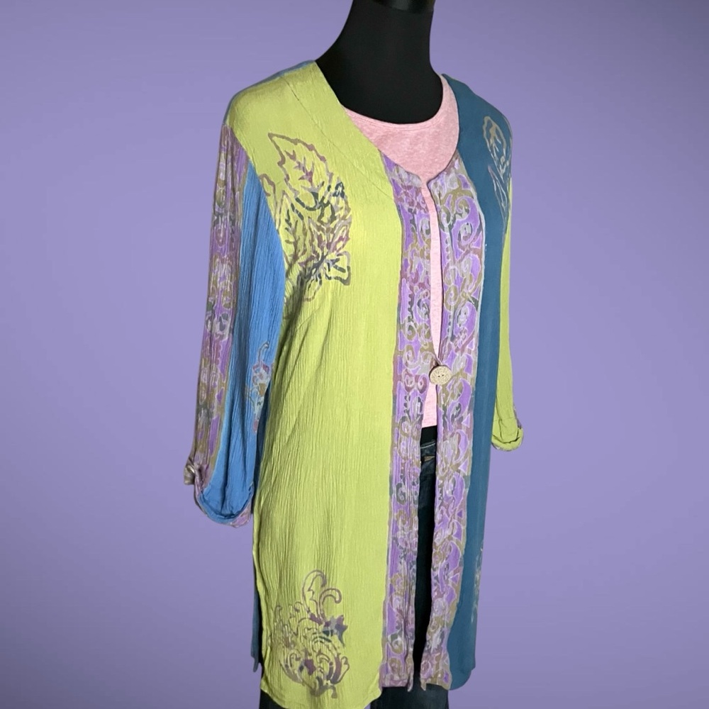 Soft Surroundings Batik Jacket Single Button Clos… - image 4